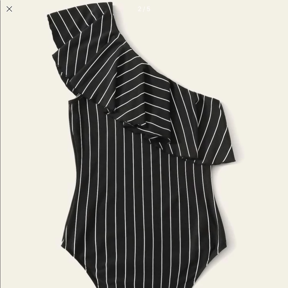 One shoulder striped bodysuit